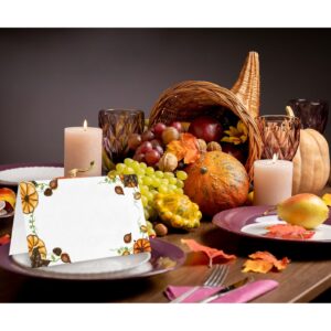 Thanksgiving Day Table Place Card, 25-Piece Tent Style Cards Set, Special Paper Easy-to-Write and Foldable, Seating Cards for Thanksgiving Day Party, Food Labels -G03