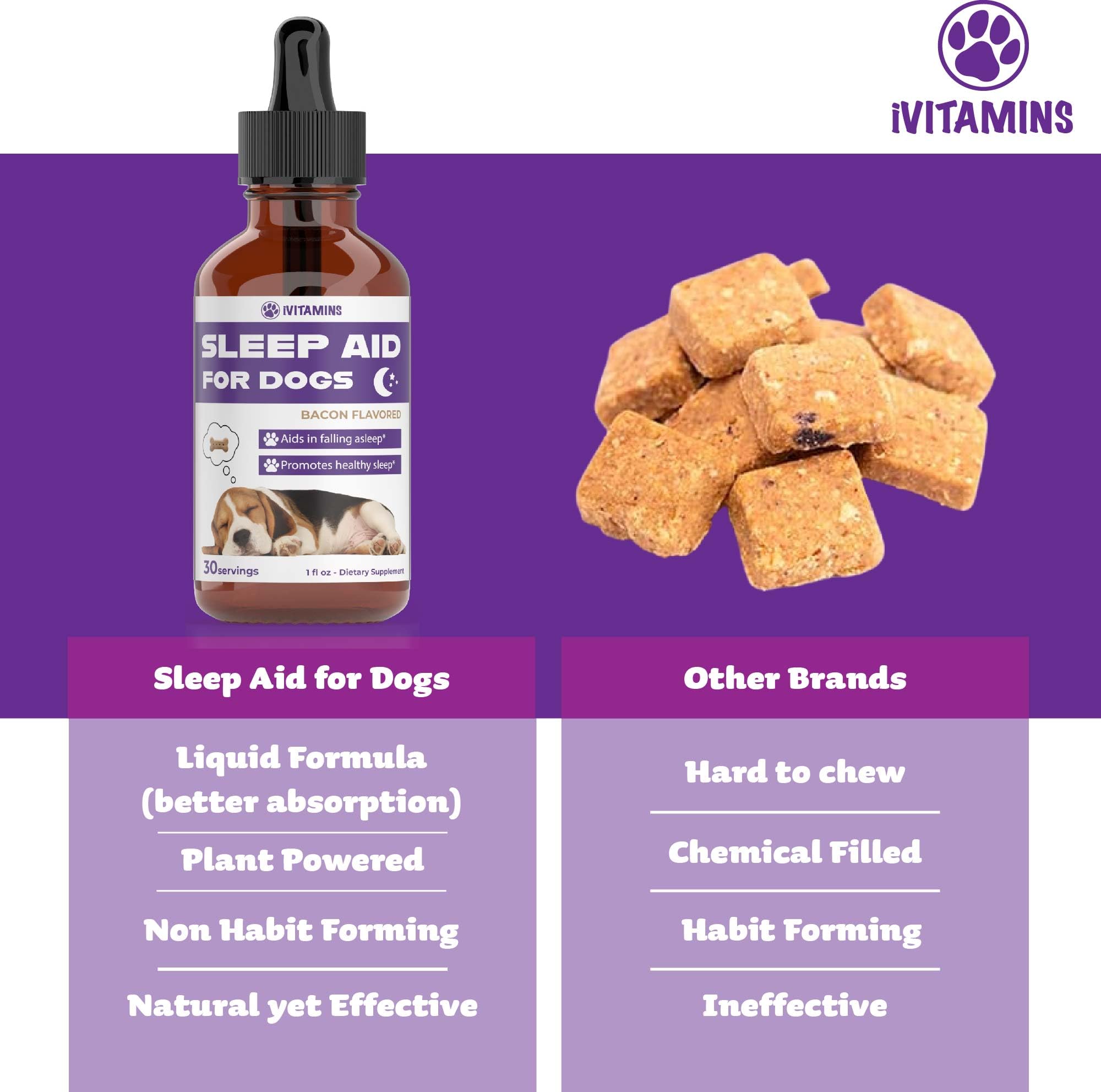 Dog Sleep Aid | Sleep Aid for Dogs | Promotes Healthy, Restful Sleep in Dogs | Melatonin for Dogs | | Dog Calming | Calming for Dogs | Dog Melatonin | Dog Anxiety Relief | 1 fl oz: Bacon Flavor