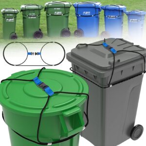 2PCS Trash Can Lid Locks for Animals, Garbage Can Bungee Cord Lock Keep Bear/Raccoon/Dog Out of Garbage, Trash Bin Lock/Strap/Latch Fits 30-50 Gallon