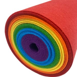 aufodara 6pcs large felt sheets 59''x8'' felt fabric 150x20cm x 1mm thick for diy arts & crafts decorations and sewing patchwork (rainbow, 150x20cm)