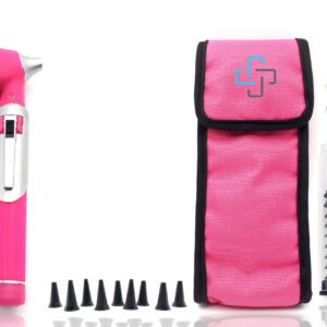 MEDCASE Radiance Otoscope - Ear Scope with LED Light and Speculum for Ear Examination and Diagnosis - Ideal for Professional use - Lifetime Warranty - Pink