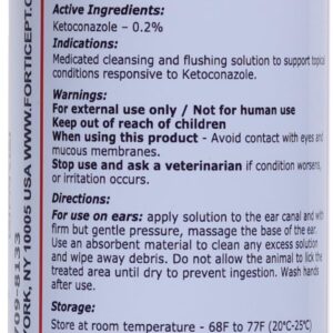 Forticept Dog Ear Infection Treatment, Dog Ear Cleaner, Itch Relief Cat and Dog Ear Wash Flush 8 oz