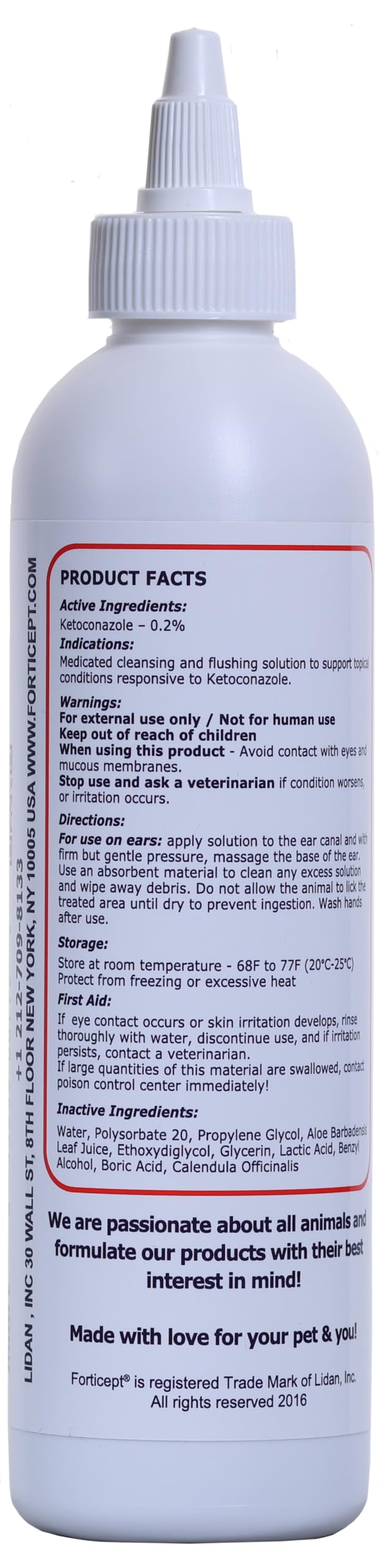 Forticept Dog Ear Infection Treatment, Dog Ear Cleaner, Itch Relief Cat and Dog Ear Wash Flush 8 oz