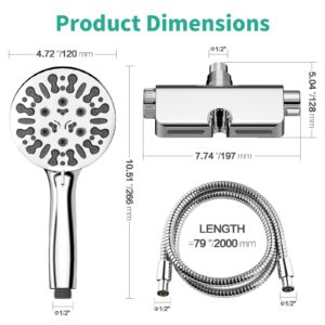 HEROBAI Filtered Shower Head with Handheld Combo, Hard Water Filter Shower Head with 9 Shower Modes, Dual Shower Heads High Pressure, Shower Filters to Remove Chlorine and Fluoride (Chrome)