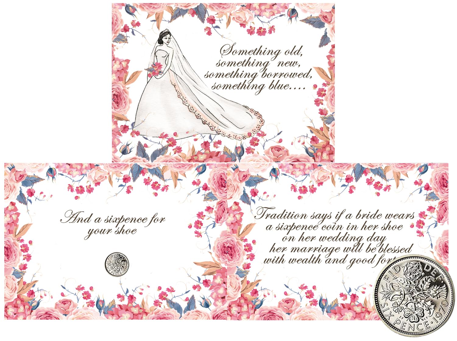 ASVP Shop Authentic Sixpence Coin With Card & Envelope For the Bride - Something Old, Something New, Something Borrowed, Something Blue, and a Sixpence for her shoe