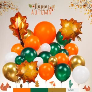 Fall friendsgiving balloon arch Orange and green Balloon Garland kit 132pcs Orange Gold Emerald hunter Green white balloons for Autumn Boho Baby Shower Bridal Shower thanksgiving decorations