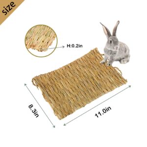 MUYG Rabbit Grass Mat,Grass Mats for Rabbits Bunny Natural Straw Woven Bed Small Animal Hay Matt Sleeping, Chewing, Nesting and Toys for Guinea Pig Hamster and Rat Bed Mat (6 Pcs)