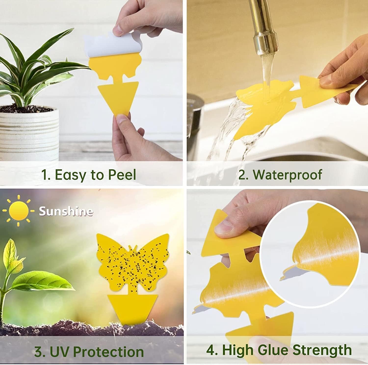 Adawook 24pcs Sticky Traps, Fruit Fly Traps for Indoors, Gnat Sticky Traps for House Plant, Fruit Fly, Whitefly, Fungus Gnat,and Bugs, Yellow