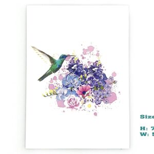 Floral Symphony: A Hummingbird Pop-Up Greeting Card, Birthday Card, Mothers Day Card, All Occasions