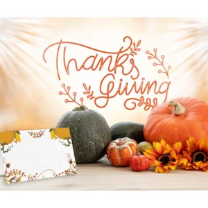 Thanksgiving Day Table Place Card, 25-Piece Tent Style Cards Set, Special Paper Easy-to-Write and Foldable, Seating Cards for Thanksgiving Day Party, Food Labels -G02