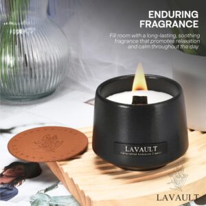 Lavault Stone Jar Candles - Long-Lasting Burn Time - Made from Natural Soy Wax and Essential Oils - Paraffin-Free - Ideal for Home or Office - Decorative Candles - Black Gift Candles - Floral Aroma