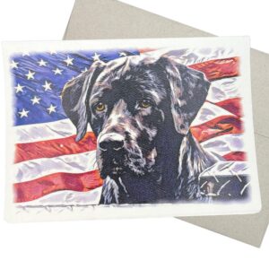 groomers margins american flag black lab birthday card (5x7 inches and blank inside for all occasions) patriotic card for black labrador retriever pet parents - 222