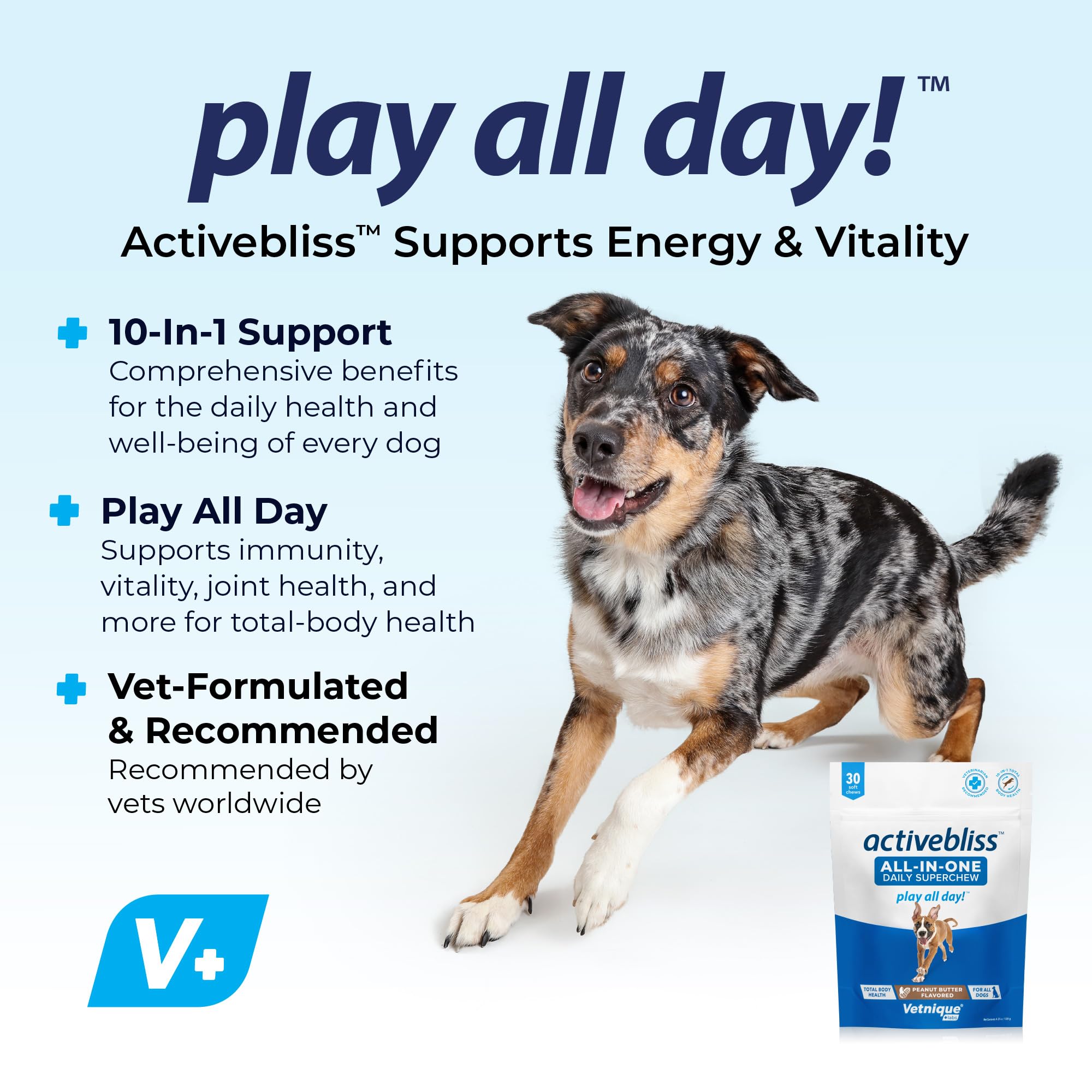 Vetnique Activebliss Dog Multivitamin - Daily Treat with Glucosamine, Omega 3, Digestive Enzymes & Probiotics for Joint, Digestive, & Immune Support - Vet Recommended Dog Vitamins for Optimal Health