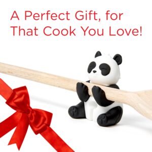 Silicone Panda Spoon and Utensil Holder - Cute Kitchen Gadget for Spoon Rest and Utensil Storage - Food Grade, BPA Free, Heat Resistant - Black and White Panda Design