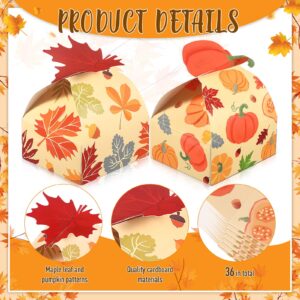 Pasimy 36 Pcs Thanksgiving Party Candy Boxes Thanksgiving Party Treat Boxes Autumn Harvest Party Boxes Pumpkin Maple Leaf Fall Paper Boxes for Thanksgiving Autumn Birthday Party Decoration