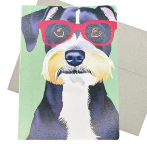 groomers margins schnauzer birthday card, dog birthday card (5x7 inch, blank inside) also for schnaizer thinking of you and thank you note - 164