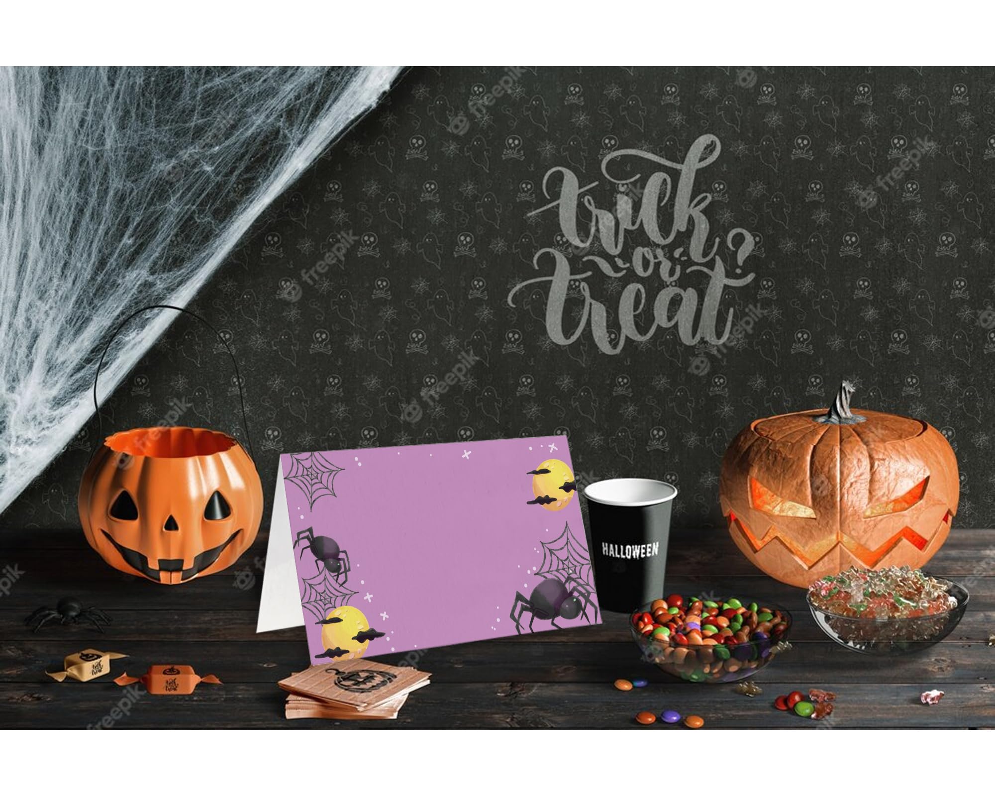 Halloween Table Place Card, 25-Piece Tent Style Cards Set, Special Paper Easy-to-Write and Foldable, Seating Cards for Halloween Party, Food Labels -H03