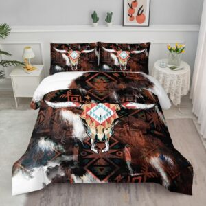 axolotl western boho bedding set queen,highland cow comforter southwestern bedding set,boho aztec comforter set western bedding set,cow print comforter for kids teens adults,1 quilt 2 pillowcases