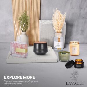 Lavault Stone Jar Candles - Long-Lasting Burn Time - Made from Natural Soy Wax and Essential Oils - Paraffin-Free - Ideal for Home or Office - Decorative Candles - Black Gift Candles - Floral Aroma