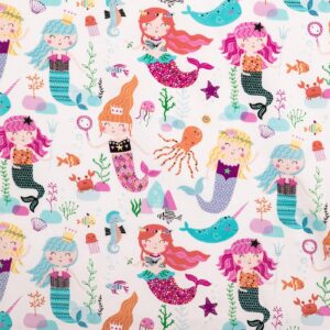 novelty-print-fabric (mermaids under-the-sea, 1 yard)