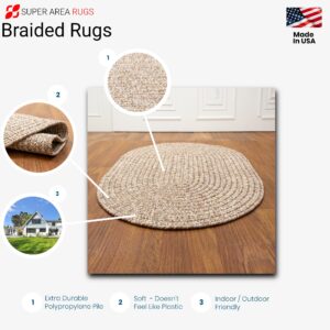 Super Area Rugs Rustic Farmhouse Living Indoor/Outdoor Reversible Braided Rug - Made in USA - Beige Mix 8' X 11' Oval