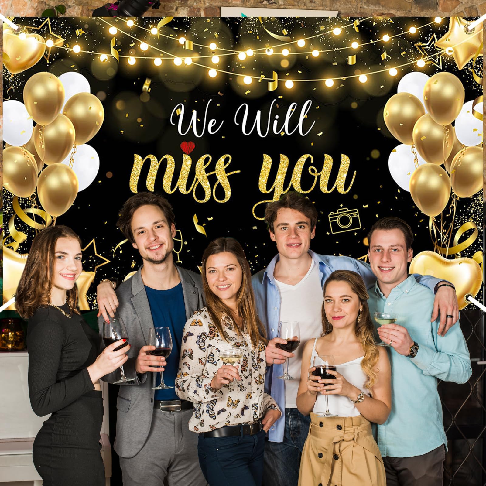 Avezano We Will Miss You Banner Black Gold We Will Miss You Decorations for Farewell Retirement Party Going Away, Graduation, Office, Friends Goodbye Party Decorations Banner 70.8x43.3inch