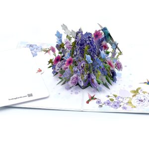 Floral Symphony: A Hummingbird Pop-Up Greeting Card, Birthday Card, Mothers Day Card, All Occasions