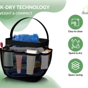 HomeShui Mesh Shower Caddy Dorm - Portable Shower Caddy Basket - Quick-Dry Mesh Shower Bag with 8 Pockets - Bath Caddy - Travel Shower Caddy College