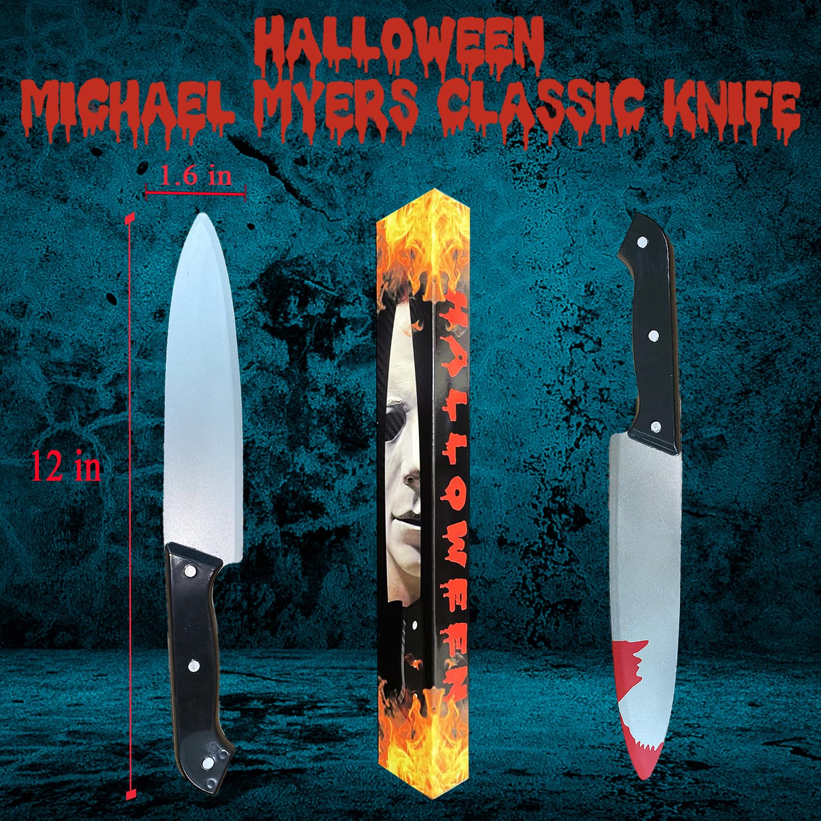 Nlcoek 2Pcs Halloween fake Knife prop,fake knife,Halloween Classic Horror Props Kills Butcher Knife Prop