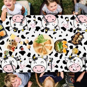 81 Pcs Cow Print Party Supplies, 40 Pcs Cow Shape Party Plates, 20 Cow Pattern Napkins, 20 Pcs Forks, 1 Pcs Cow Print Table Cover for Girl Boy Kid Birthday, Baby Shower, Farm Animal Theme Party