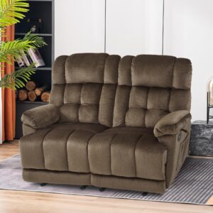 MCombo 58.7" Power Loveseat Recliner, Electric Reclining Loveseat Sofa with Heat and Massage, USB Charge Port for Living Room 6237 (Dark Brown, Loveseat Recliner)