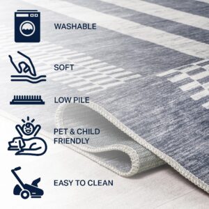 JONATHAN Y WSH122C-4 Vichy Geometric Striped Machine-Washable Indoor Area Rug, Midcentury, Rustic, Vintage, Classic for Bedroom,Kitchen,Living Room,Non Shedding,Easy-Washing, Gray, 4 X 6