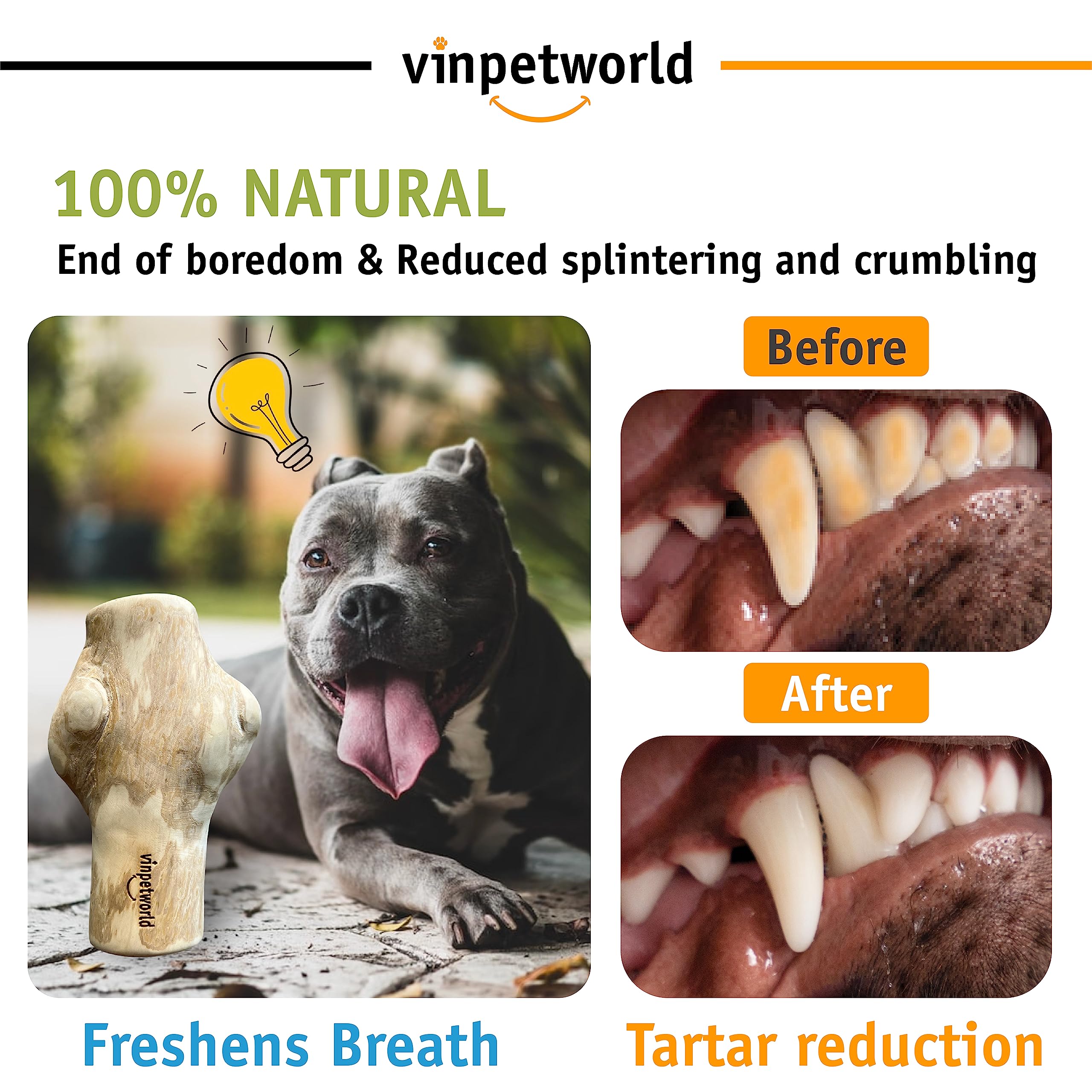 VINPETWORLD Dog Chew Toy - Large Stick - Boost Your Dog's Chewing Joy with This Safe, Natural, and Long-Lasting Pet Stick from Real Coffee Wood, Perfect for Your Joyful Four-Legged Friend