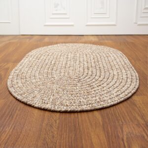 Super Area Rugs Rustic Farmhouse Living Indoor/Outdoor Reversible Braided Rug - Made in USA - Beige Mix 8' X 11' Oval