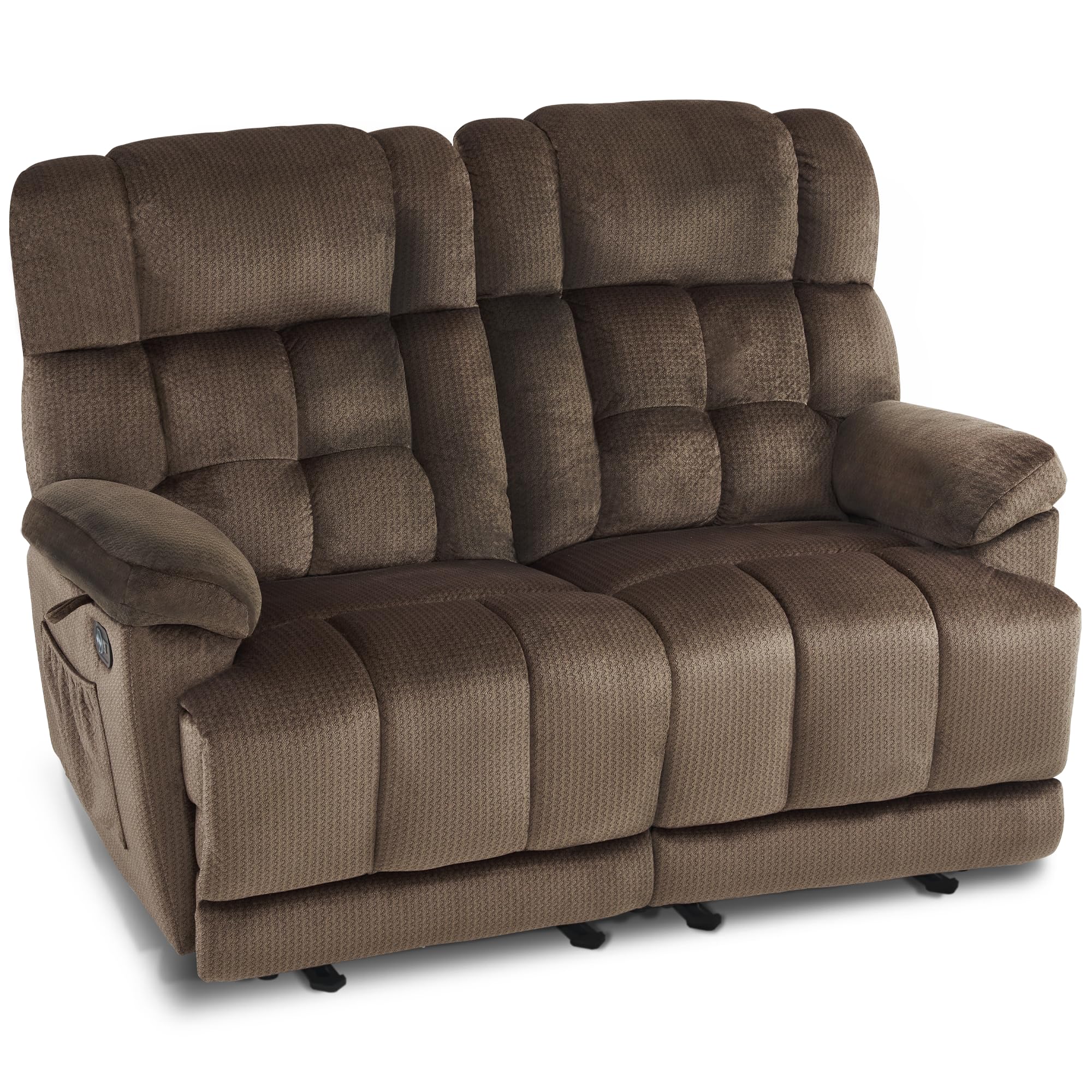 MCombo 58.7" Power Loveseat Recliner, Electric Reclining Loveseat Sofa with Heat and Massage, USB Charge Port for Living Room 6237 (Dark Brown, Loveseat Recliner)