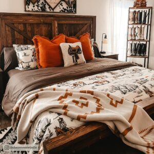 Paseo Road by HiEnd Accents Ranch Life Western Bedding 3 Piece Queen Duvet Cover Set, Cotton Cowboy Longhorn Horse Print Western Bed Set, Rustic Southwestern Comforter Cover Set with Pillow Shams