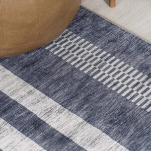 JONATHAN Y WSH122C-4 Vichy Geometric Striped Machine-Washable Indoor Area Rug, Midcentury, Rustic, Vintage, Classic for Bedroom,Kitchen,Living Room,Non Shedding,Easy-Washing, Gray, 4 X 6