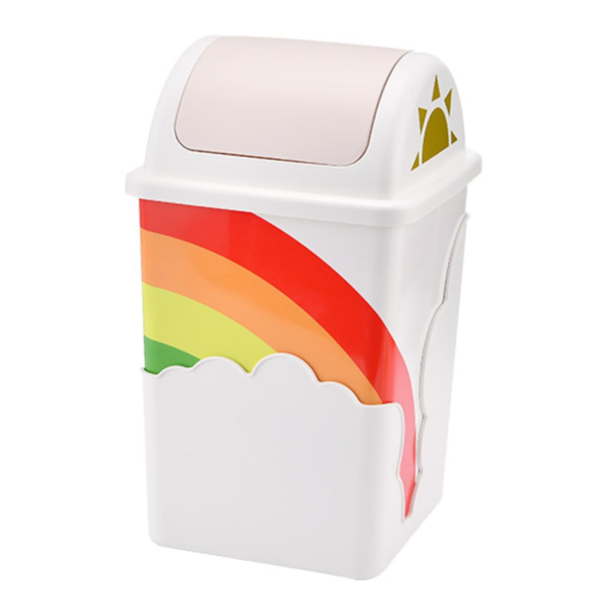 BUGUUYO Cloud Rainbow Trash Can Creative Small Waste Bin for Home Office Kids Room and Bathroom Adorable Design for Stylish and Functional