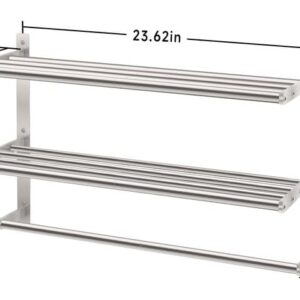 Hotel Towel Racks for Bathroom Wall Mounted, BETHOM 24 Inch Towel Shelf for Bathroom, 3-Tier Bathroom Towel Rack with Tower Bars, Brushed Nickel