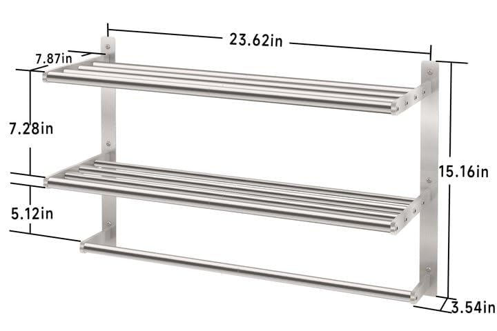 Hotel Towel Racks for Bathroom Wall Mounted, BETHOM 24 Inch Towel Shelf for Bathroom, 3-Tier Bathroom Towel Rack with Tower Bars, Brushed Nickel