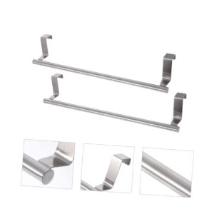 Housoutil 2pcs Door Towel Rack Stainless Steel Towel Rack Over Door Towel Holder Wall Towel Holder Versatile Towel Holder Metal Hangers Wall Mounted Towel Bar Ledge Back Style Individual