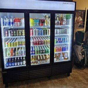 NAFCOOL Commercial Beverage Refrigerator Display Fridge, Three Glass Door Upright Merchandiser Drink Cooler LED Light Adjustable Shelves,ETL& NSF Approval,63.5 Cu Ft,BLACK