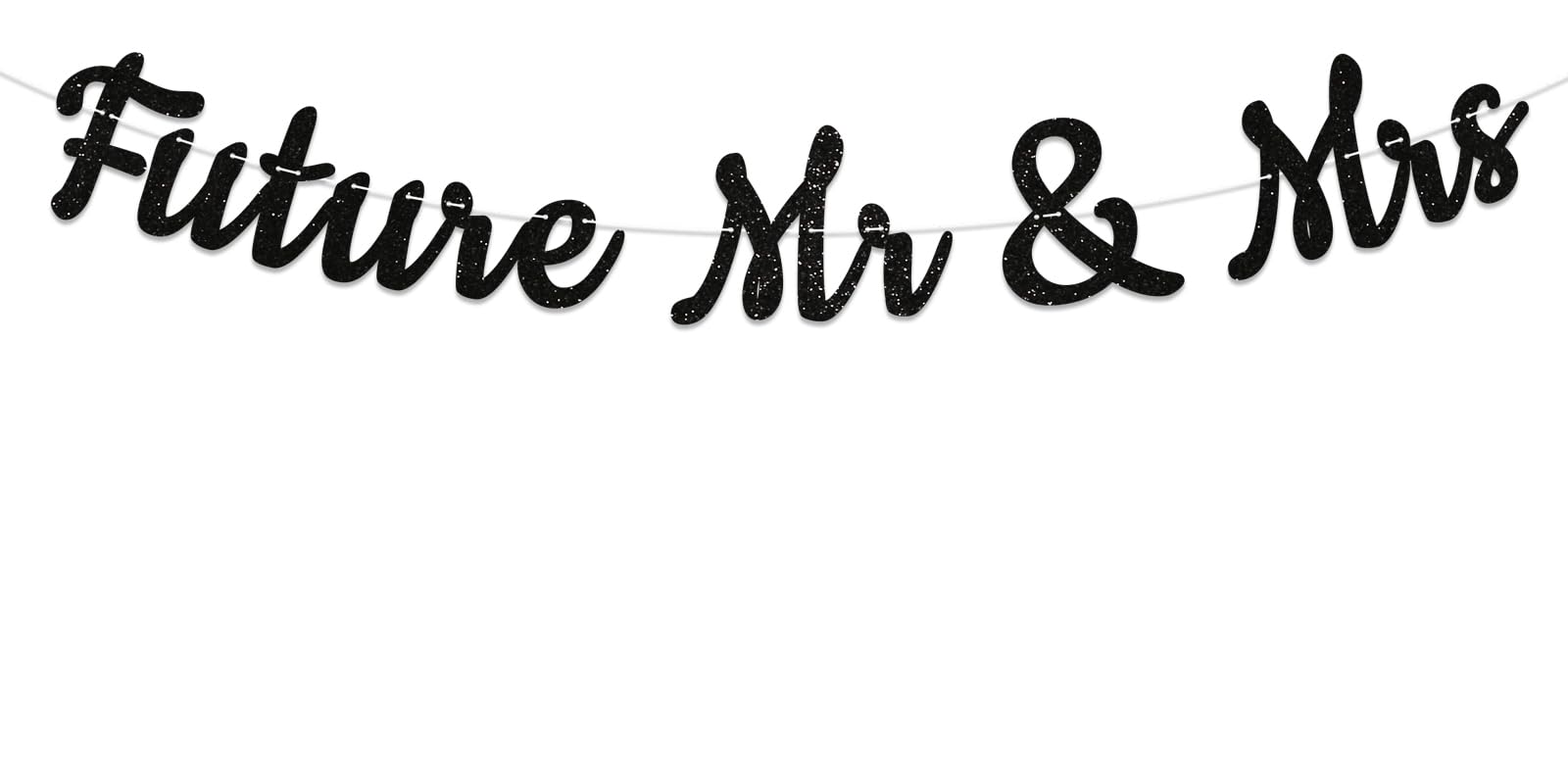 Future Mr & Mrs Banner - Black Glitter Bridal Shower Engagement Party Decorations, We're Engaged, Wedding Engagement Announcement Bridal Shower Party Supplies