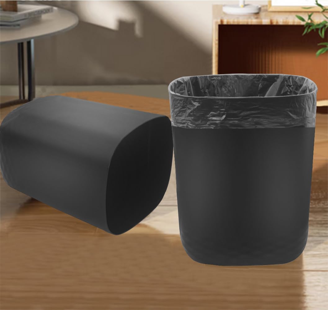 Feiupe Small Trash Can with 60 Count of Trash Bags,2.5 Gallon Wastebasket Recycling Bin Trash Can for Bathroom Bedroom Office Kitchen (2, Black)