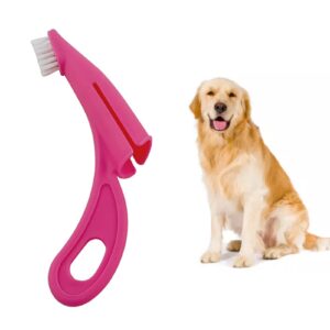 VINGVO Dog Toothbrush, Dog Tooth Brushing Kit, Nylon Bristle Cat Finger Toothbrush Soft Ergonomic Handle Cat Toothbrush Dog Teeth Cleaning Kit Dog Finger Toothbrush Pet Supplies (Red)