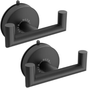 dgyb double black towel hooks for bathrooms set of 2 heavy duty suction cup hooks for shower stainless steel bathroom towel holder 15 lb suction shower hooks for inside shower