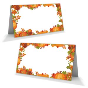 thanksgiving autumn shower party decorations,maple leaf pumpkin guest table seating name cards,food tent labels,fall harvest party supplies,birthday party seating cards,25 pcs tent style cards,f1