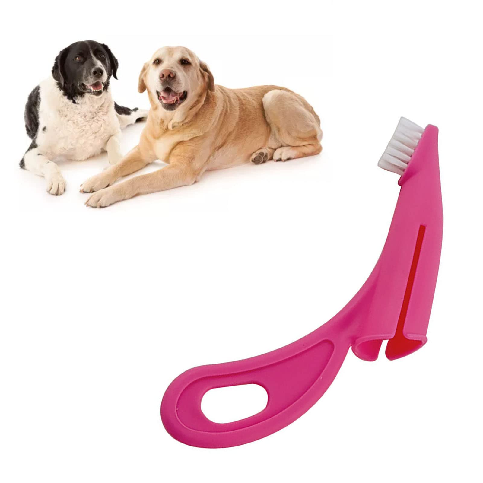 VINGVO Dog Toothbrush, Dog Tooth Brushing Kit, Nylon Bristle Cat Finger Toothbrush Soft Ergonomic Handle Cat Toothbrush Dog Teeth Cleaning Kit Dog Finger Toothbrush Pet Supplies (Red)