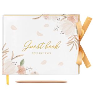 d&l easy buy wedding guest book, 7x9 wedding reception guest book,100 page elegant cream design guest book, baby shower, bridal shower, funeral guest book, birthday party, vacation homes