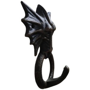 CatchDragon Cast Iron Dragon Wall Hooks Decorative, Coat Towel Hooks for Wall or Door, Wall Hooks Heavy Duty for Haning Clothes, Coats, Bags, Hats, Towels (Dragon-1)